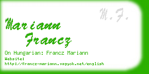 mariann francz business card